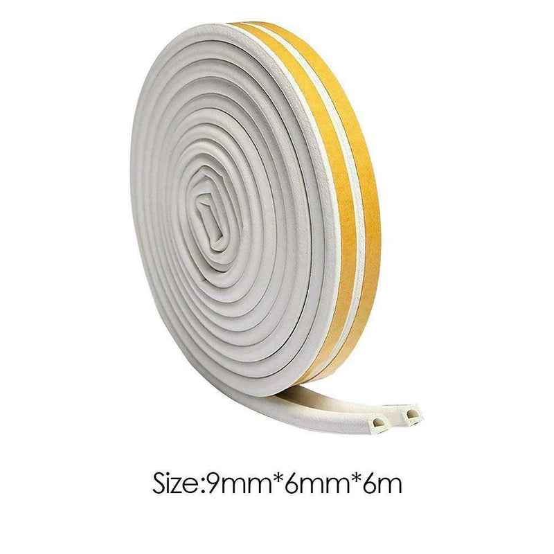 6m Self Adhesive Rubber Seal Strip Soundproof for Door Window (White D-Typ)