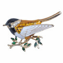 Rhinestone Enamel Oriole Bird Brooches Men Women's Alloy Bird Branch Brooch M4J9