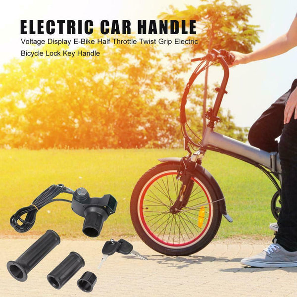 Electric Bike Half Throttle Twist Grip Lock Key Handle w/ Voltage Display