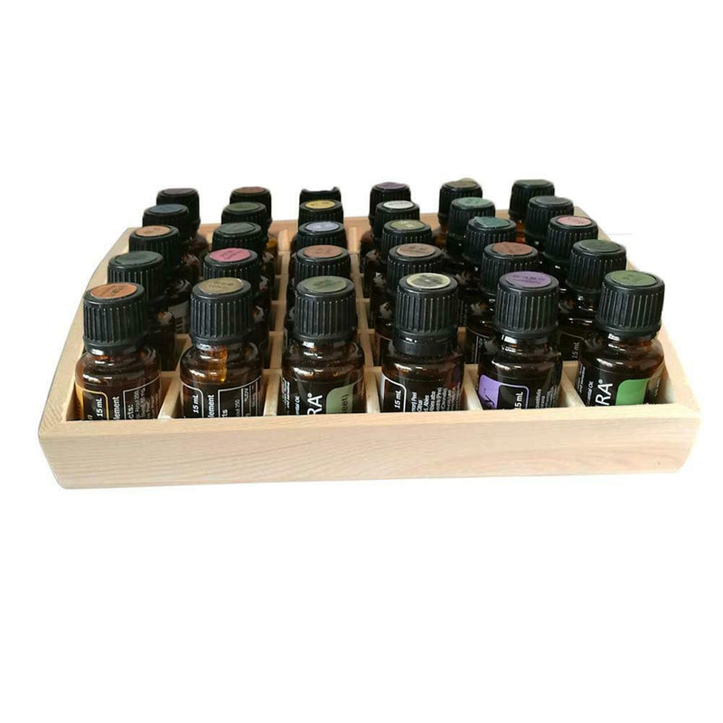 30 Grid Solid Wooden Rotating Essential Oil Bottle Holder Tray Diffuser Display