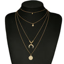 Multilayer Choker Horn Long Crescent Moon Pendant Necklace Chain Jewelry Women3c