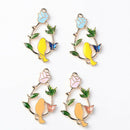 4 Alloy Enamel Flower Branch Bird Connector Necklace Pendant Bracelet Charms