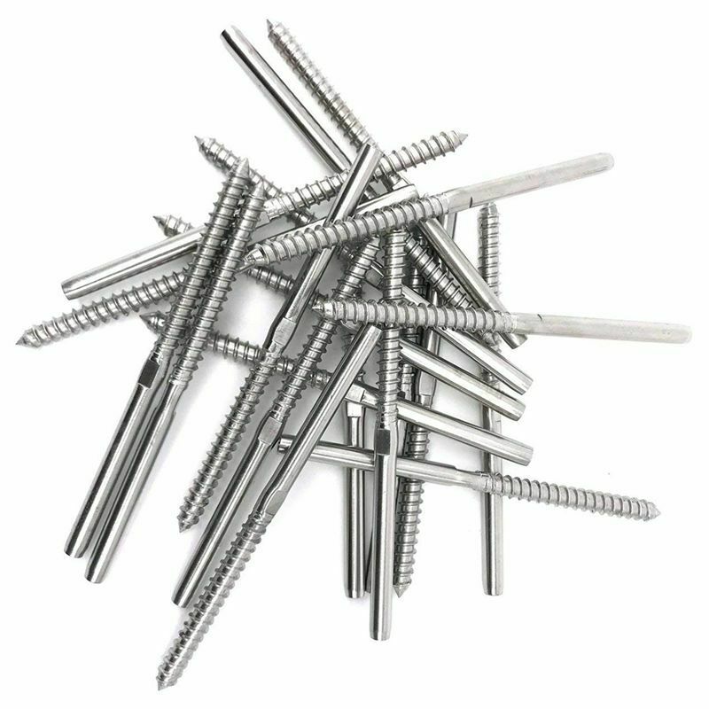 Lag Screw Stud Thread Fitting Terminal, 1/8 inch Cable Railing Hardware Sta G8Q4