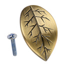 4x Retro Leaf Shape Door Pull Living Room Cabinet Knob With Screws Ornaments