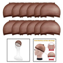 12 PacksStocking Wig Caps Stretchy Nylon Wig Caps for Women Men, Coffee/Dark