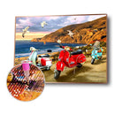 Diamond Painting Seagull Scooter DIY Full Round Drill Wall Picture 40x30cm