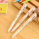 3x Retractable Ballpoint Pen 4 In 1 Black Blue Red Green Flower Multi Colour Pro