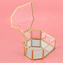 Flip Love Heart Shaped Geometric Glass Jewelry Box Glass Ring Box Exquisite T6N3