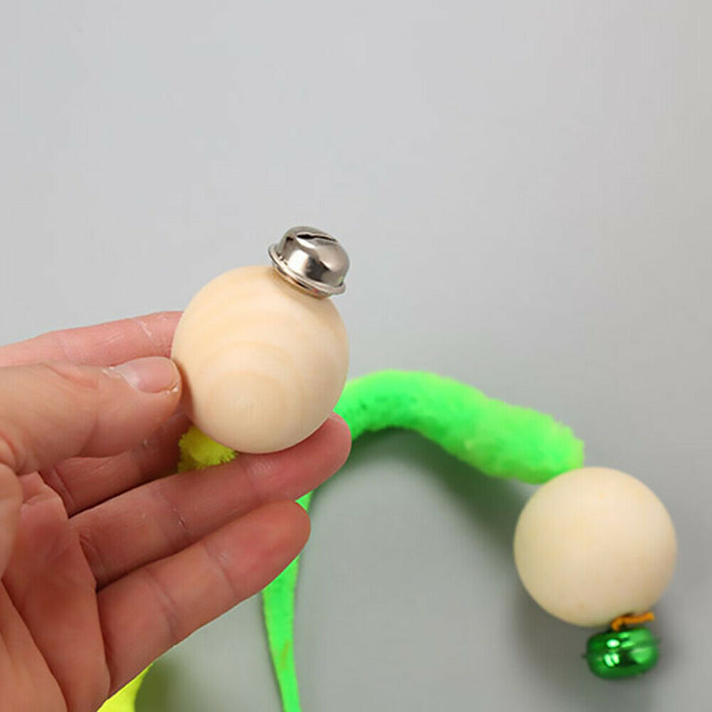 Cat Worms Wooden Ball with Bell Pet Kitten Interactive Teasing Playing Toys
