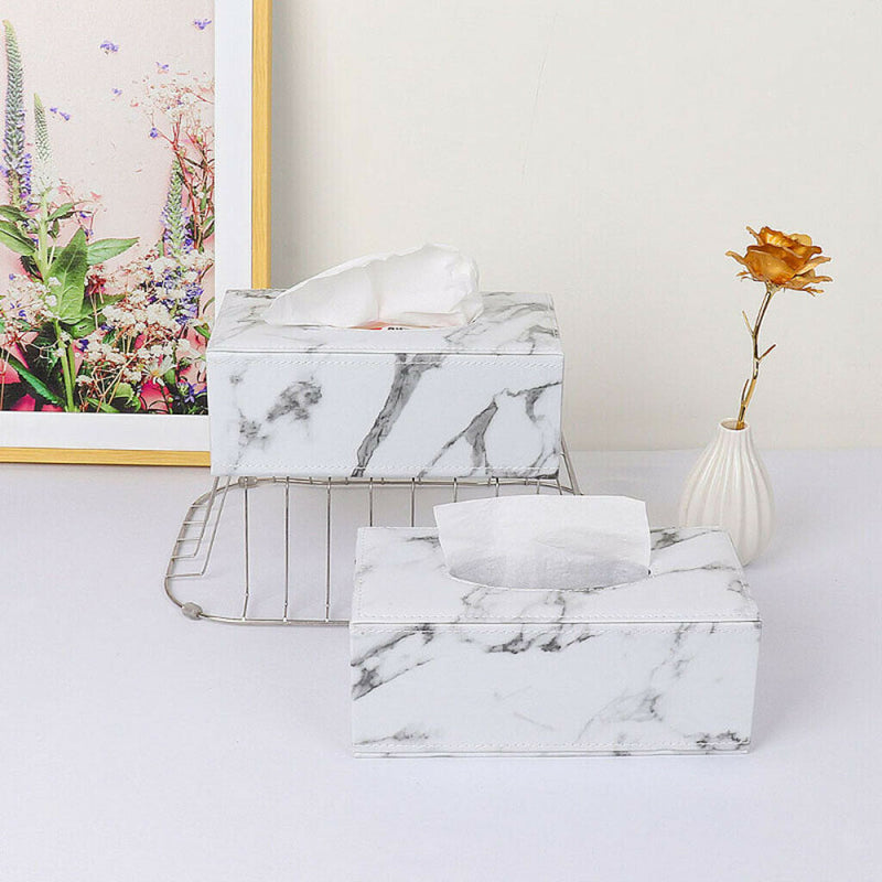 2x PU Leather Tissue Box Case Cover Paper Napkin Holder Home Office Decor