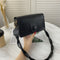 Retro Alligator PU Women Handbag Braid Strap Solid Shoulder Bags (Black)