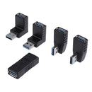 5 in 1 USB 3.0 A Male to Female 90 Degree+Straight Angled Adapter Connector O3C6