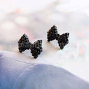 Rhinestone Crystal Earring Cute Earrings NEW Black Bowknot Bow Tie Stud @ES