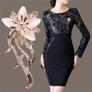 Opal Flower Brooch Rhinestone Crystal Brooch Pin Wedding Party Women's Jewelr Gw