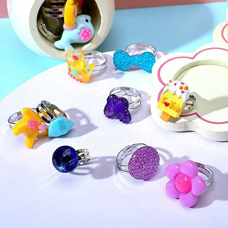 Little Girl Lovely Jewel Rings in Box Girls Play Dress Up Pretend Play Rings