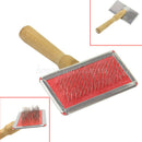 9x5.5cm Dog Cat Hair Brush Pet Grooming Fur Needle Red Comb Rake Wooden Handle