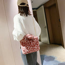 Women Plush Leopard Shoulder Handbag Large Crossbody Bags (1 Rose Red)