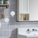Household Wardrobe White Plastic 7cm Dia Suction Cup Single Hook Wall Hange