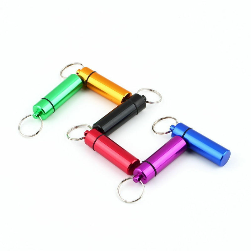 Medicine Bottle Keychain Case Container Waterproof Holder Aluminum Drug Box Case