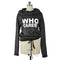 Autumn Pile Collar Letter Print Pullover Women Long Sleeve Tops (Black M)