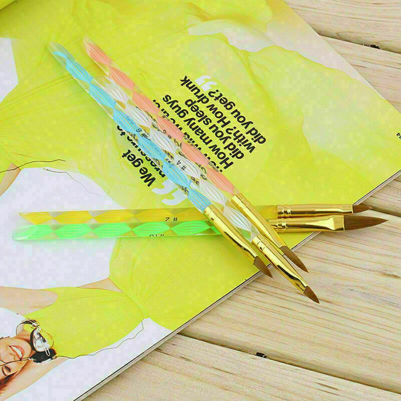 5x Acrylic Nail Art UV Gel Carving Pen Brush Liquid No.4 W8P0 8 DIY 6 10 Po L3T0