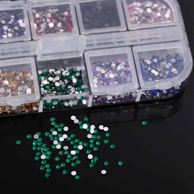 3600pcs Nail Art Rhinestones Decoration 1.5mm Round Glitters With Hard Case