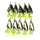 10Pcs/Set Spinner Fishing Baits Metal Artificial Lures Fishing Yellow Feather ï¼D