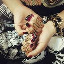 24pcs/pack black&red french false nails nail art design nail tips with glue-y