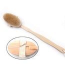 Natural Bristle Body Clean Brush Long Handle Wooden Spa Shower Brush ScrubbeY Ew