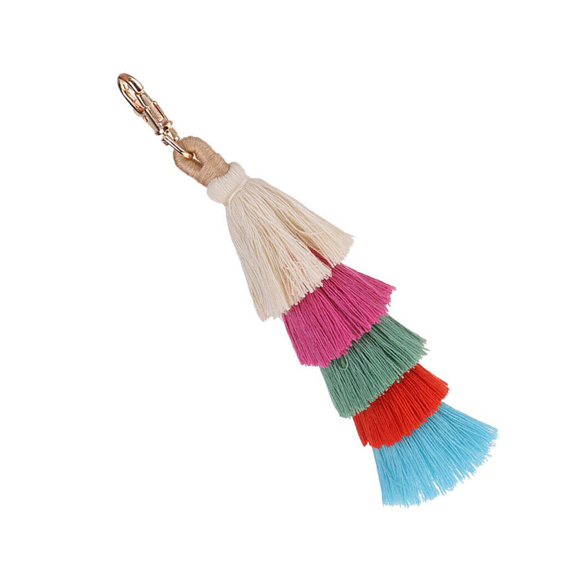 Hand Made Colorful Bohemian Pom Pom Tassel Bag Charm Keychain