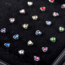 24Pcs Rhinestone Surgical Steel Nose Ring Heart Shape Bone Stud Body Piercing-OZ