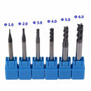 6 Pcs 1-6 Mm 4 Flutes Hrc45 Solid Tungsten Carbide End Mill Cnc Router Bits X9J7