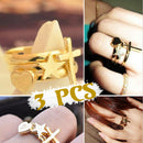 Three Piece Ring Beauty Retro Heart-shaped Five-pointed Star Cross Ring  SPTOCA
