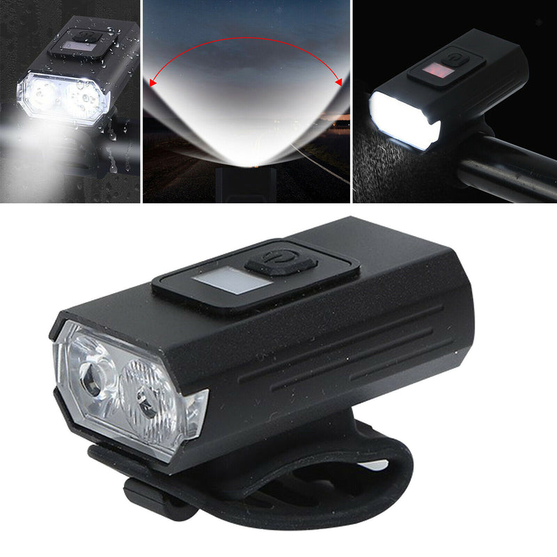 USB Rechargeable Bike Light Bicycle Front Headlight Cycling Beam Flashlight