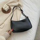 Pure Soft Leather Women Handbag Small Underarm Shoulder Totes Bag (Black)
