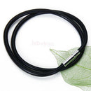 2PCs 3mm Black Rubber Stainless Steel Cord Chain Choker Necklace 16" & 18"