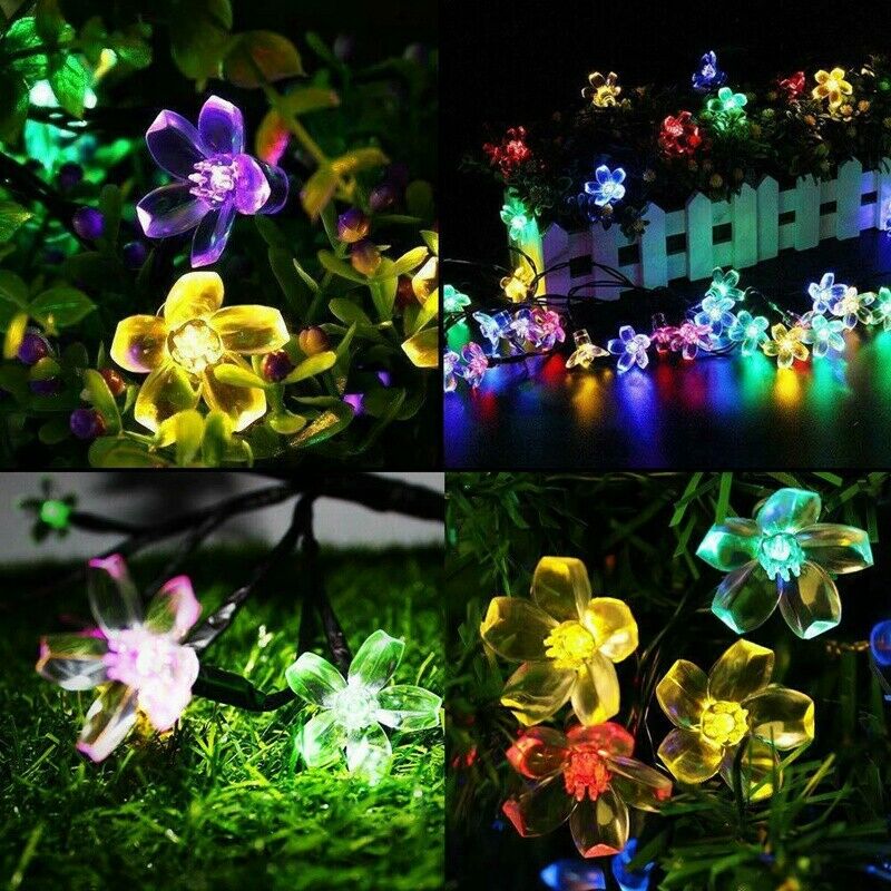 7 Meters 50 Led Solar Power Fairy String Lights Blossom Flower Lamp WaterproJ8P9