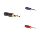 3Pcs Male 3.5mm 1/8" Mini Audio Plug Stereo Adapter Soldering Blue+Black+Red