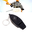 4 in1 Survival Whistle Compass Magnifier Thermometer Keychain Travel EDC Outdoor
