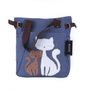 Women handbag canvas bag with cute cat fashion ladies small bags(dark blue)