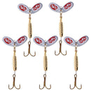 5pcs 9cm 17g Spinner Rotate Sequins Fishing Lures Artificial Fish Hook Bait