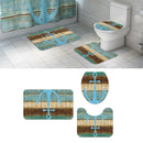 Bathroom Set Rug Toilet Lid Cover &  Mat Shower