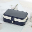 Korean Girls Stud Earrings Plate Jewelry Box Ring Storage Box (Dark Blue) A