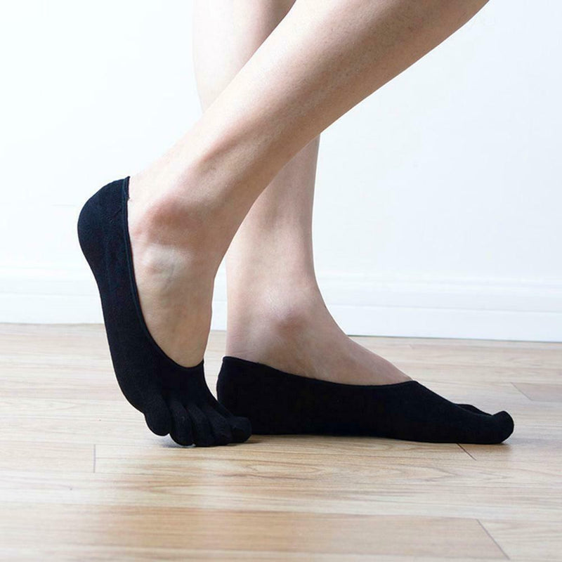 1 Pair Five Finger Toe Socks Elastic Solid Summer Boat Socks (Navy Blue) A