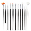 15Pieces Round Pointed Tip Nylon Hair Brushes Set, Nail Art Decorations Brush