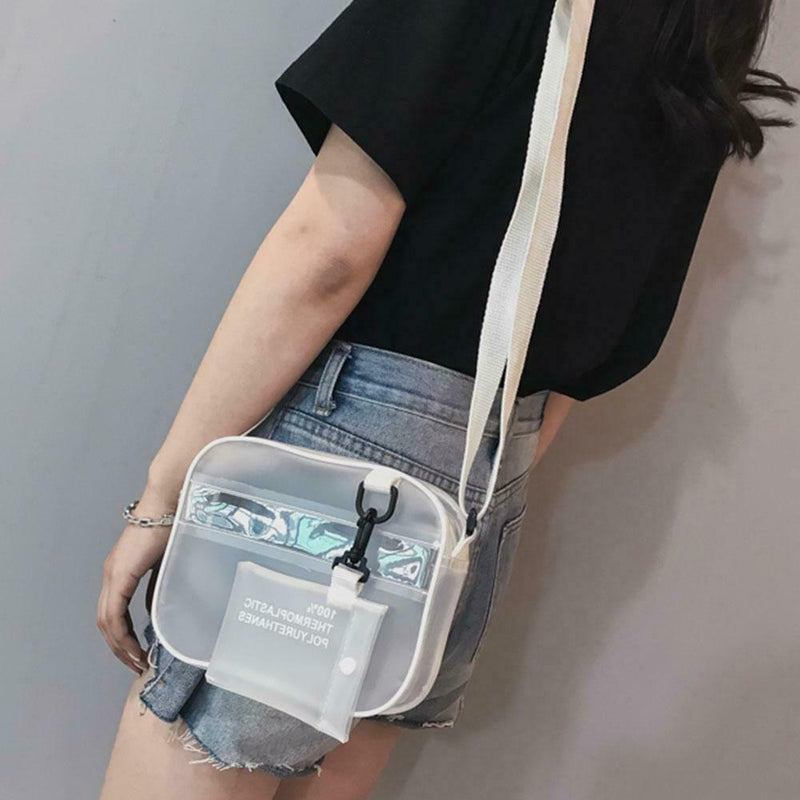 Women PVC Jelly Transparent Mini Shoulder Bag Girl Zipper Messenger Handbag