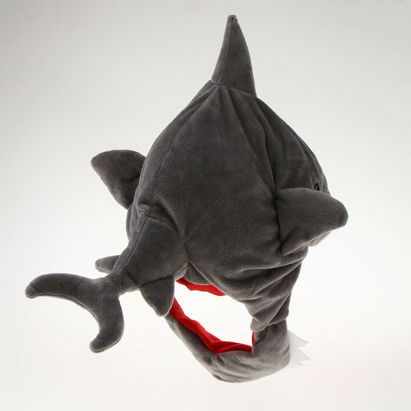 Funny Gray Plush Cap Birthday Cartoon Shark Animal Hat Adults Teens Party
