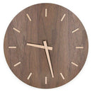 12-Inch Large Wooden Wall Clock Battery Operated Mute, with Walnut Wood Dia