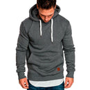 Men Fashion Warm Hip Hop Pocket Drawstring Hooded Sweatshirt Casual Solid C J3D8
