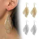 Women's National Retro Earrings Hollow Multi-layer Leaf Earrings C2H9 Y6E0